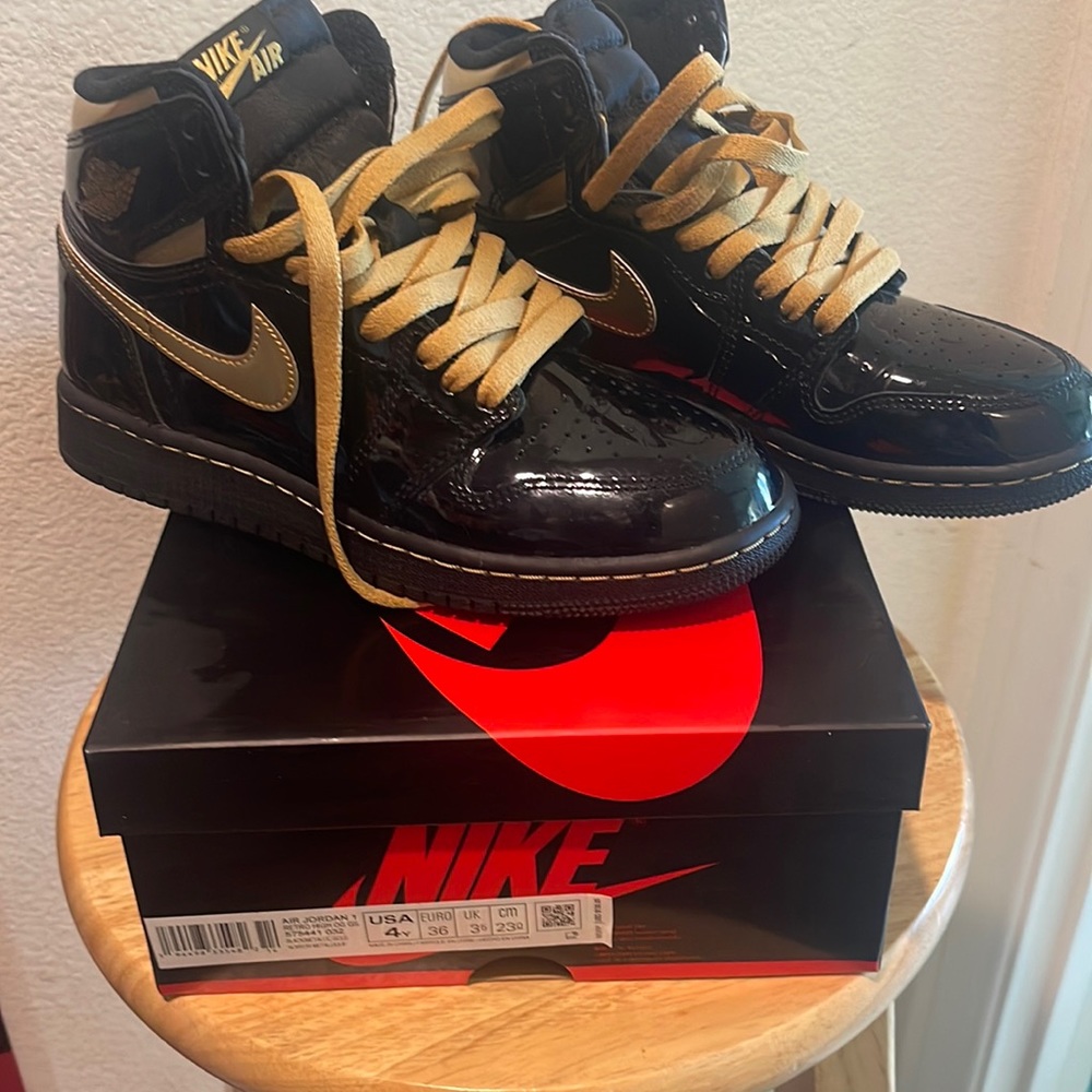 Gold an black pattern leather Jordan Retro high